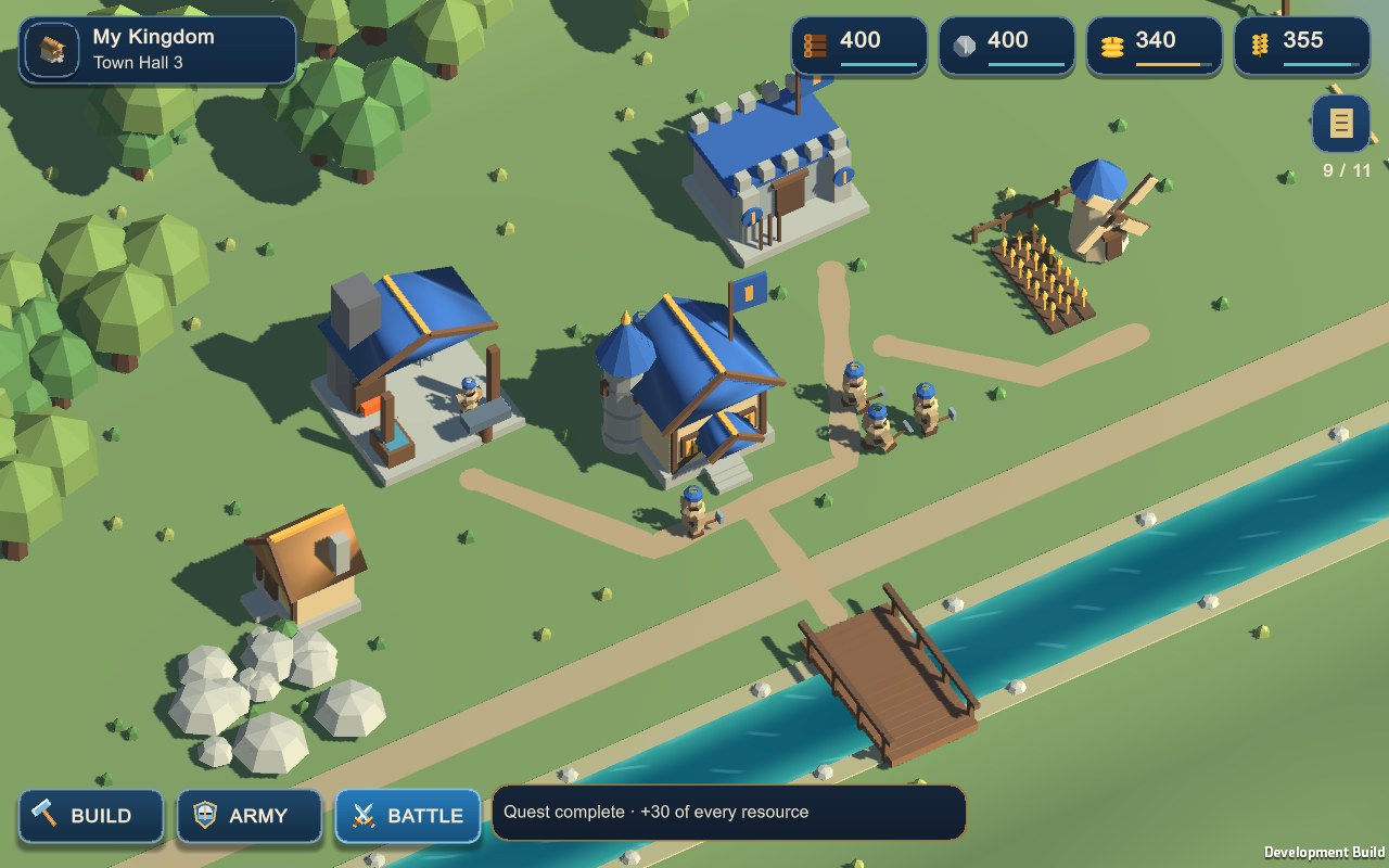 Actual beta gameplay: a riverside Tiny Kingdoms village